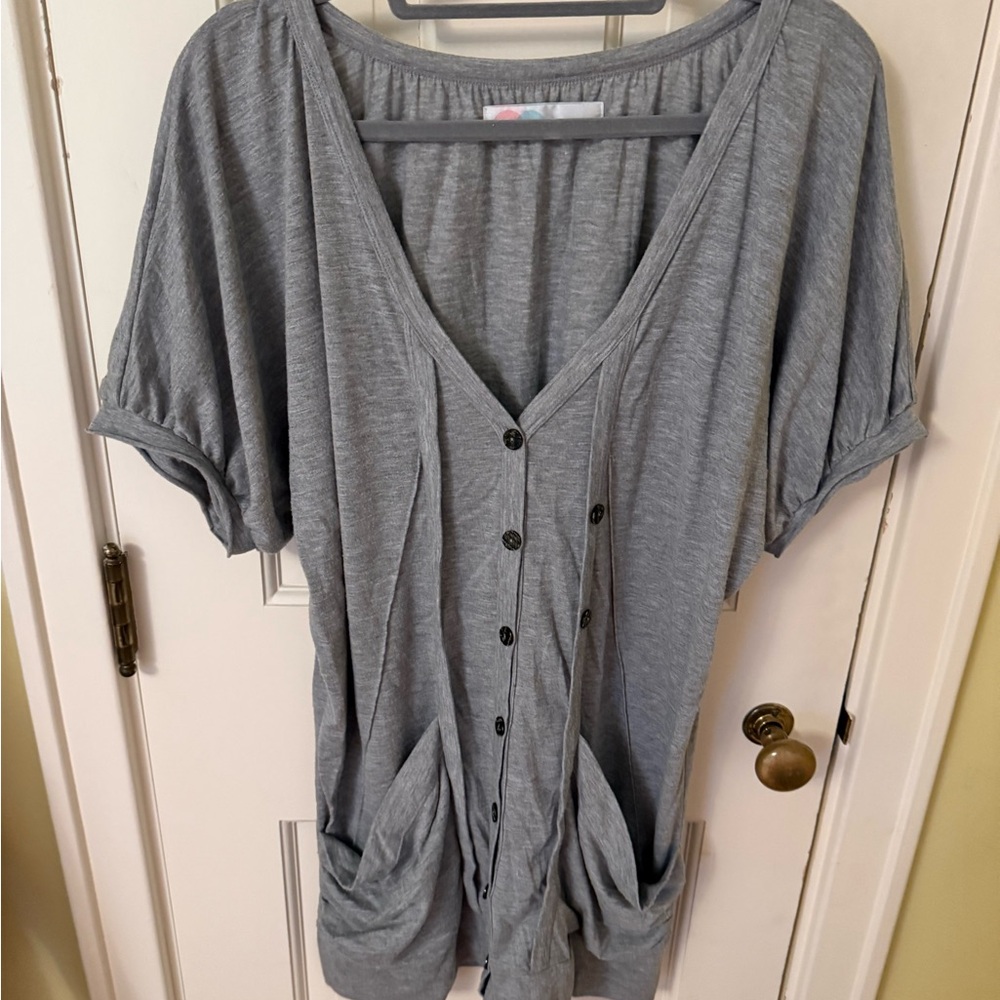 Free People Light Gray Button-Front Tunic